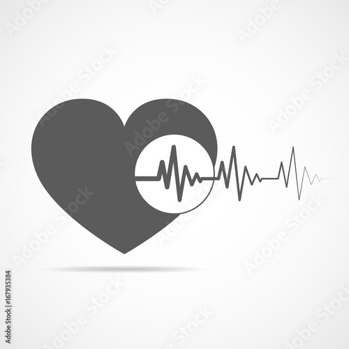 Heart with heartbeat sign. Vector illustration.