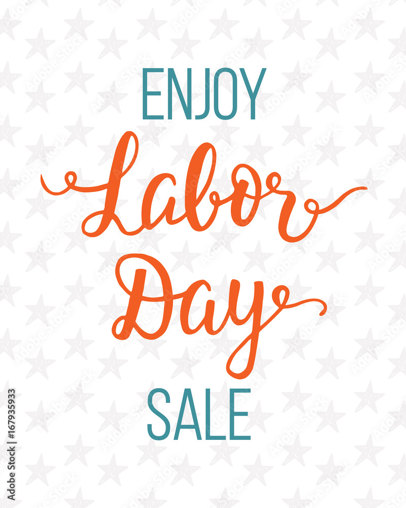 Labor day sale unique advertisement poster with handwritten lettering