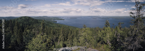 Panorama view over lake Pielinen from Ukko-Koli mountain. National Landscape of Finland. photo