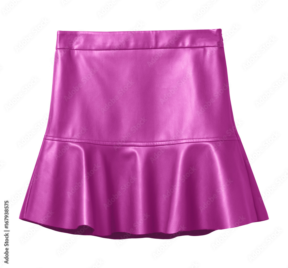 Hot pink leather skirt with flounce isolated on white Hot pink leather skirt with flounce isolated on white