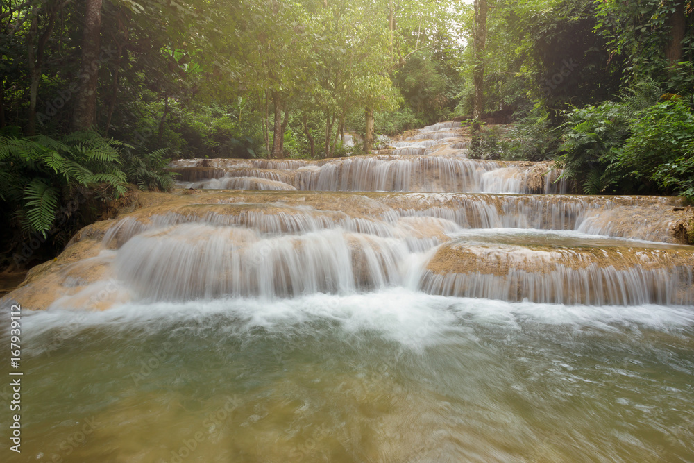 Deep forest waterfall National Park in Ngao District Lampang Thailand