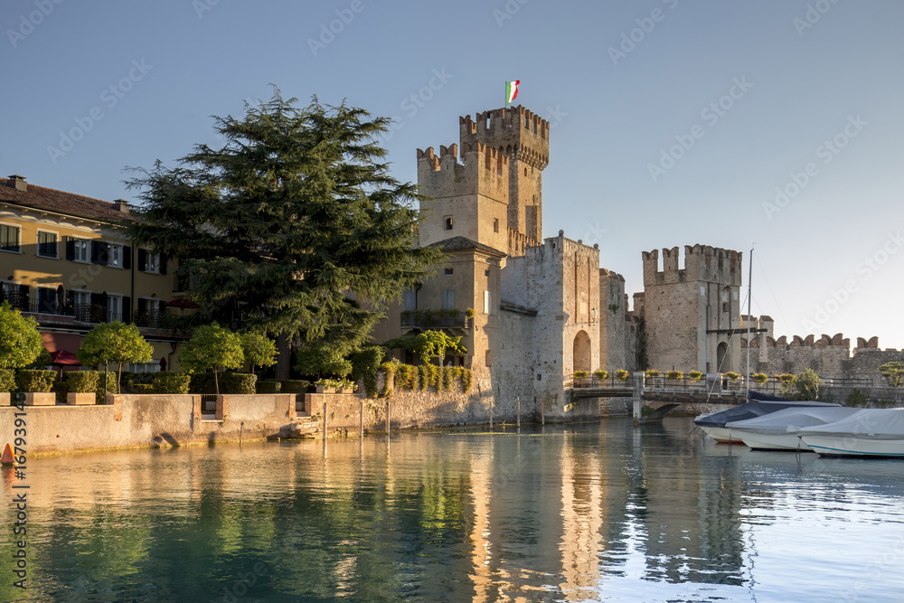 Italy. Lombardy. Brescia district. Lake Garda. Sirmione. Castello Scaligero (Scaligers Castle) Italy. Lombardy. Brescia district. Lake Garda. Sirmione. Castello Scaligero (Scaligers Castle)