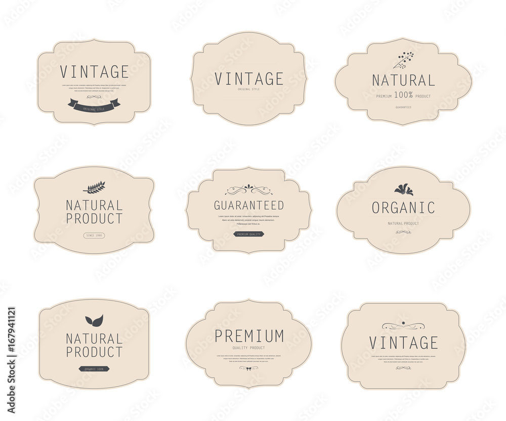 set of vintage label or banner. natural organic label design.