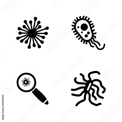 Bacteria. Simple Related Vector Icons Set for Video, Mobile Apps, Web Sites, Print Projects and Your Design. Black Flat Illustration on White Background.