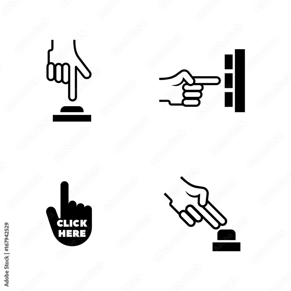 Click the Button. Simple Related Vector Icons Set for Video, Mobile Apps, Web Sites, Print Projects and Your Design. Black Flat Illustration on White Background. Click the Button. Simple Related Vector Icons Set for Video, Mobile Apps, Web Sites, Print Projects and Your Design. Black Flat Illustration on White Background.