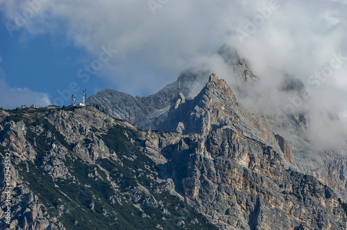 Autumnal corso Italia, the beautiful Dolomite mountains near Cortina D'Ampezzo, Dolomites, Alps, Veneto, Italy, Europe 