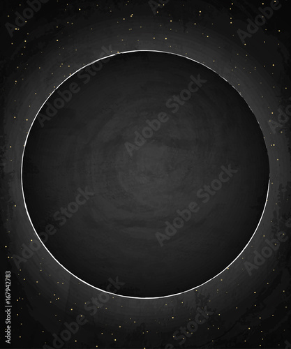Chalkboard blackboard circle banner on scratch grunge texture background