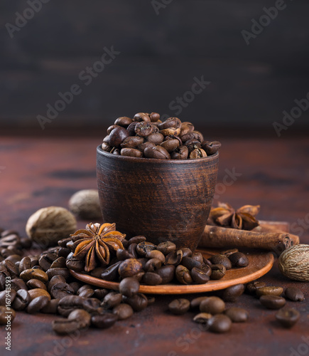 coffe beens with spices photo