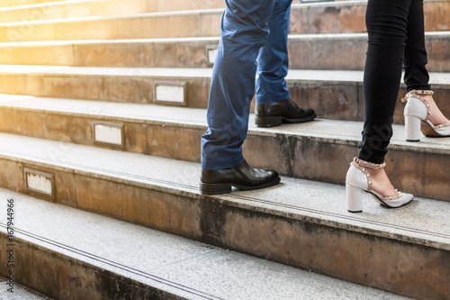 business peoples walk upstairs, growth to the future concept