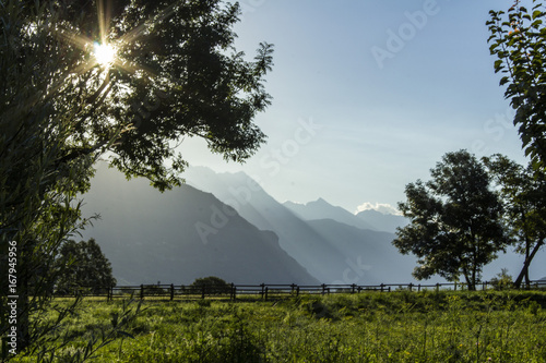 Sunrise in the Aosta Valley in Italy