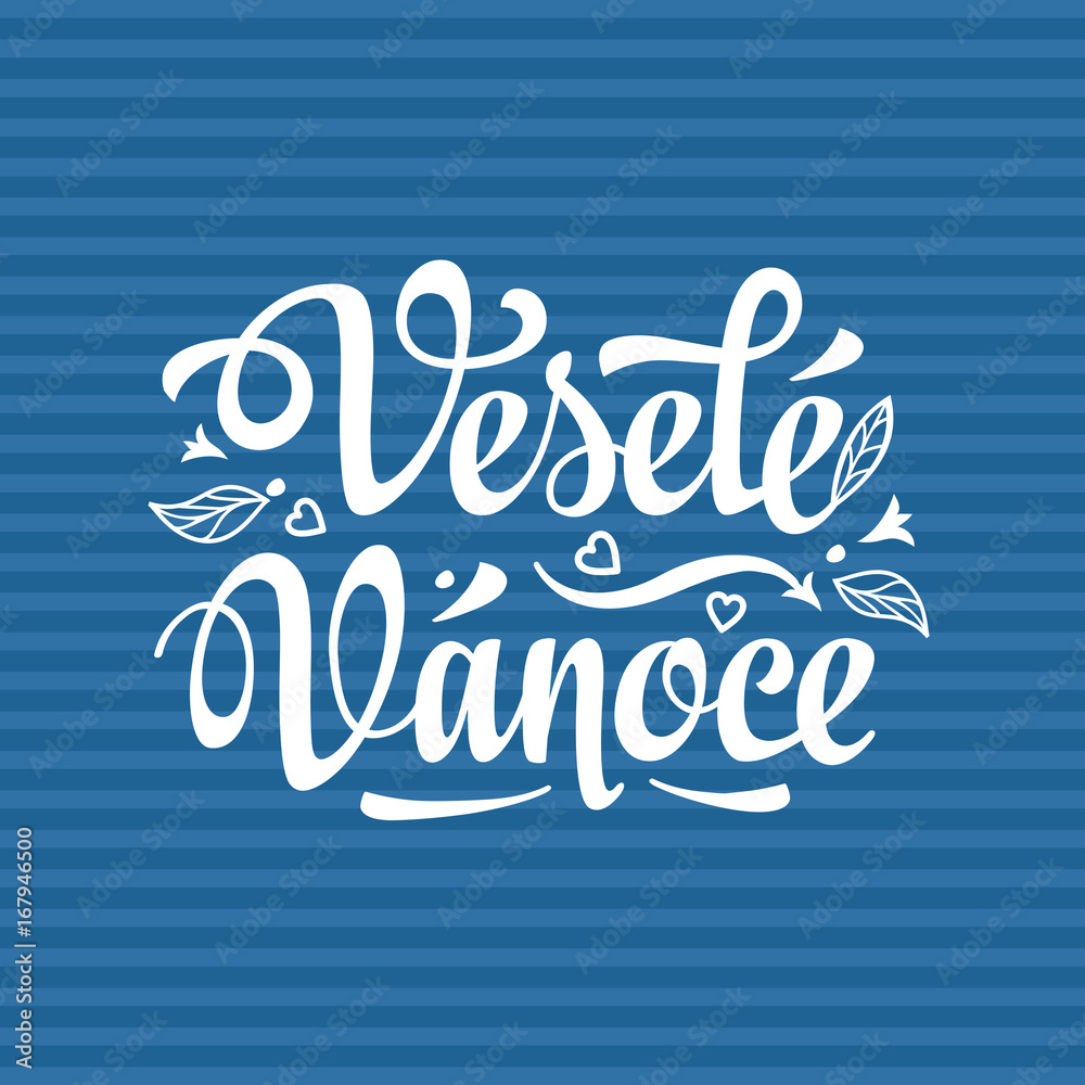 Vesele vanoce. Lettering text for greeting cards. Xmas in the Czech Republic. 