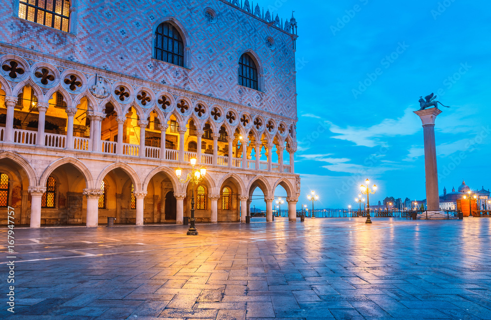 Ducal Palace on Piazza San Marco Venice landscape street lamp