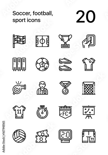 Soccer, football, sport icons for web and mobile design pack