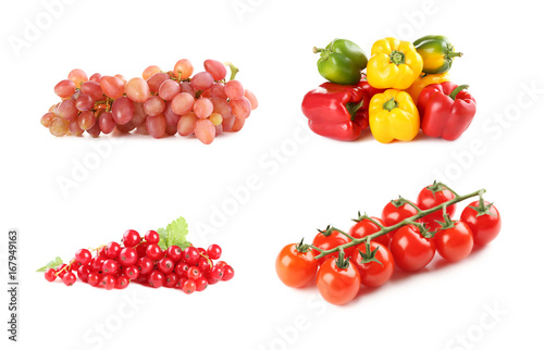 Fototapeta Naklejka Na Ścianę i Meble -  Collage of different vegetables on white background