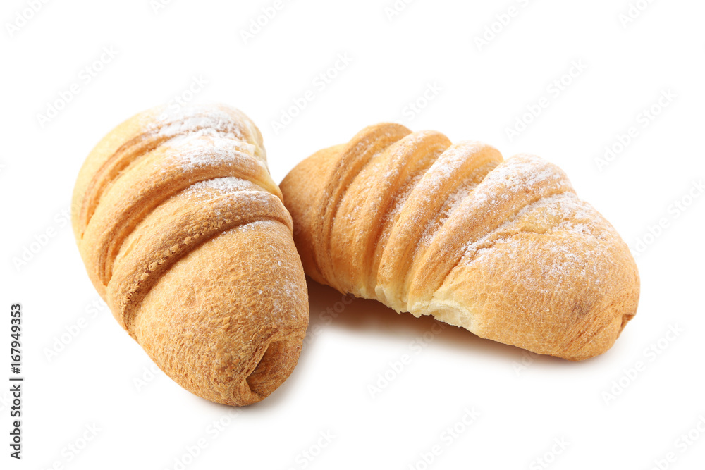 Fresh croissants isolated on a white background