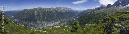 Wide panorama view on Chamonix