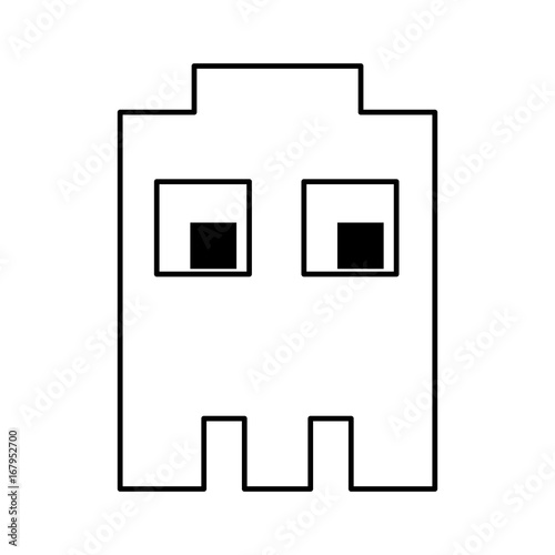 videogame pixel character icon image vector illustration design  black and white