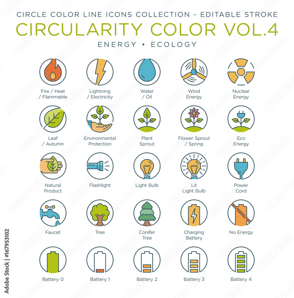 Circle Color Icons Collection Vol.4 - Energy and Ecology