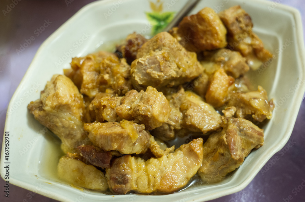 Cooked pieces of meat on a plate