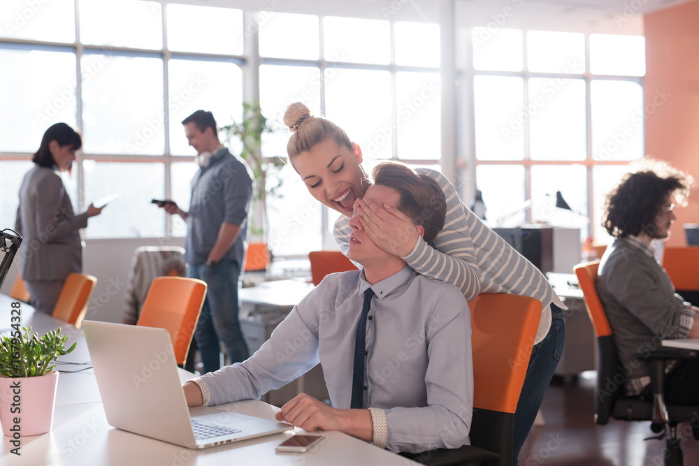 Two Business People Working With laptop in office Two Business People Working With laptop in office