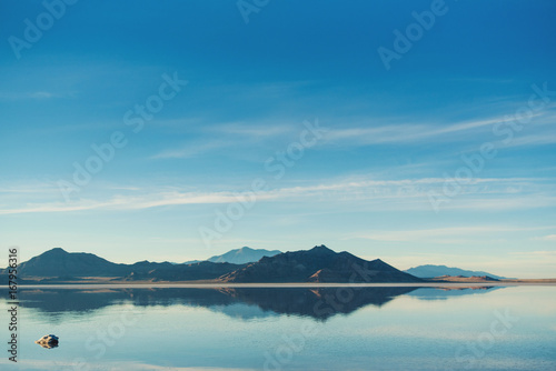 The Great Salt Lake as seen from the bonneville salt flat