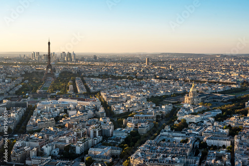 View of Paris with the Eiffel Tower in the distance photo