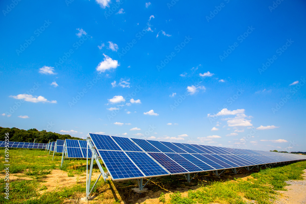 Solar panel on sky background. Photovoltaic power supply systems. Solar power plant. The source of ecological renewable energy. Solar panel on sky background. Photovoltaic power supply systems. Solar power plant. The source of ecological renewable energy.