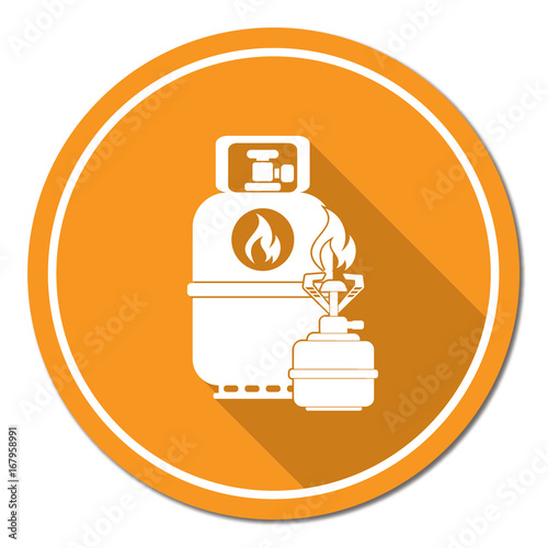 Camping stove with gas bottle icon