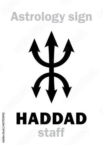 Astrology Alphabet: HADDAD staff. Hieroglyphics character sign (single symbol). photo