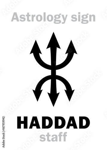 Astrology Alphabet: HADDAD staff. Hieroglyphics character sign (single symbol).