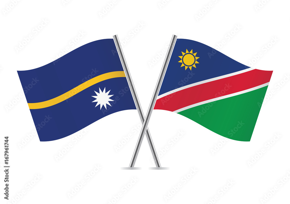 Nauru and Namibia flags.Vector illustration. Nauru and Namibia flags.Vector illustration.
