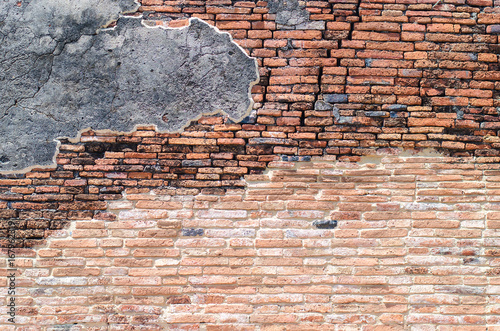 ancient brick wall Ayutthaya Thailand