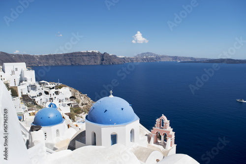 Santorini View with Blue Domes