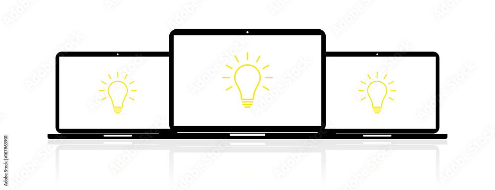 Fototapeta premium Laptop Banner - Glühbirne