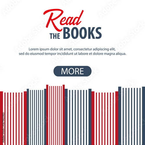 Banner Read the Book. Stack of books. Vector illustration.