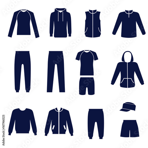 Different types of men   s clothes for sport