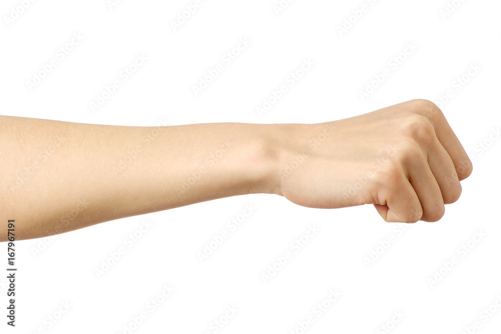 Fist caucasian woman's hand gesture