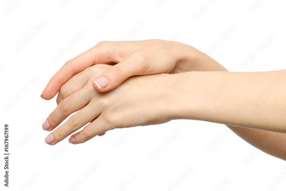 Sensual female hands rubbing each other