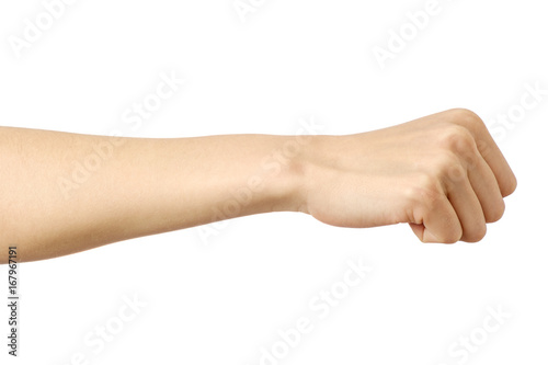 Fist caucasian woman's hand gesture