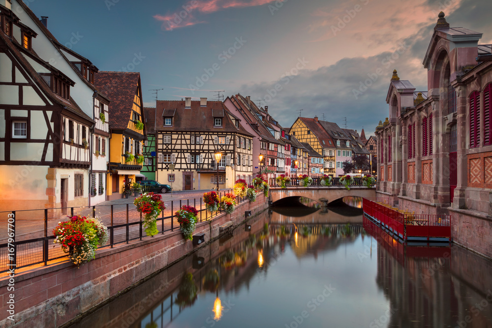 City of Colmar. Cityscape image of downtown Colmar, France during sunset.