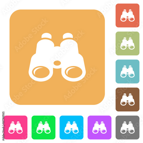 Binoculars rounded square flat icons
