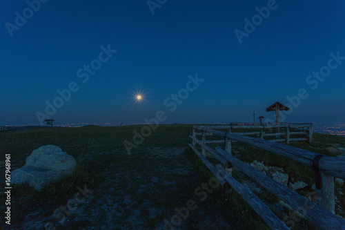 Moon rise at the Pizzoc peak  venetian prealps  Veneto  Italy