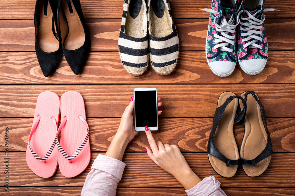 Woman's shoes collection. Fashion background Woman's shoes collection. Fashion background