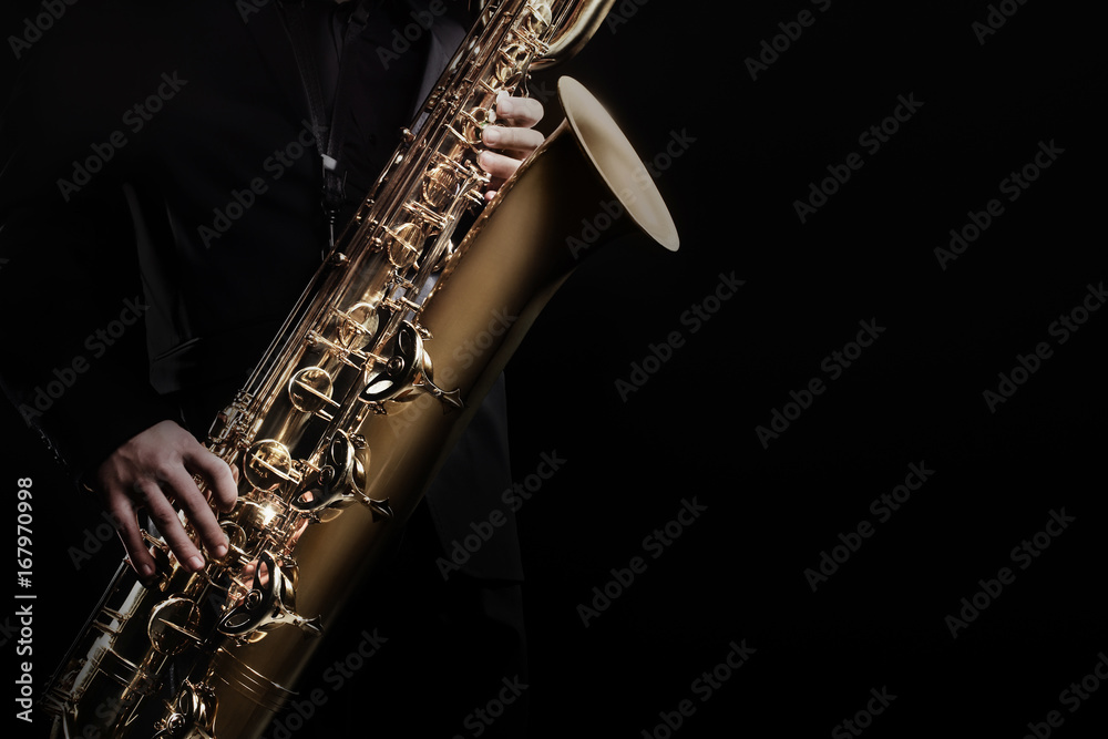 Fototapeta premium Saxophone player jazz music. Sax player