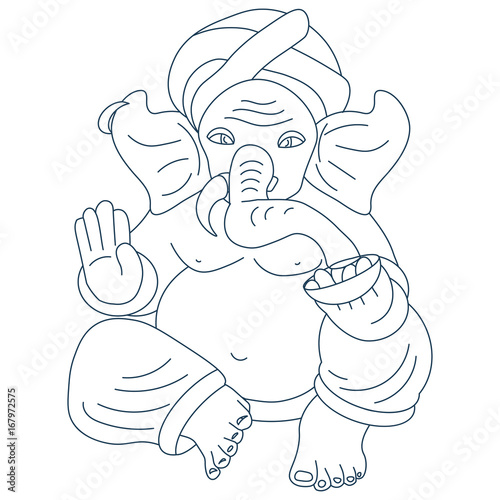 Vector line art or linear illustration of Hindu god lord Ganesha also known as Ganapati, Vinayaka and Binayak. Also could be used as Ganesha illustration in tattoo style.