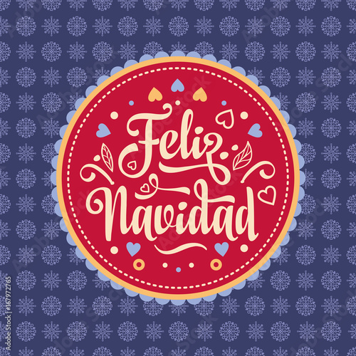 Feliz navidad. Xmas card. Spanish language