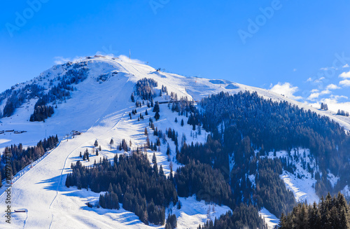  Mountain Hohe Salve with snow in winter. Ski resort Soll, Tyrol, Austria