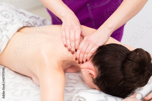 Neck massage in a beauty salon