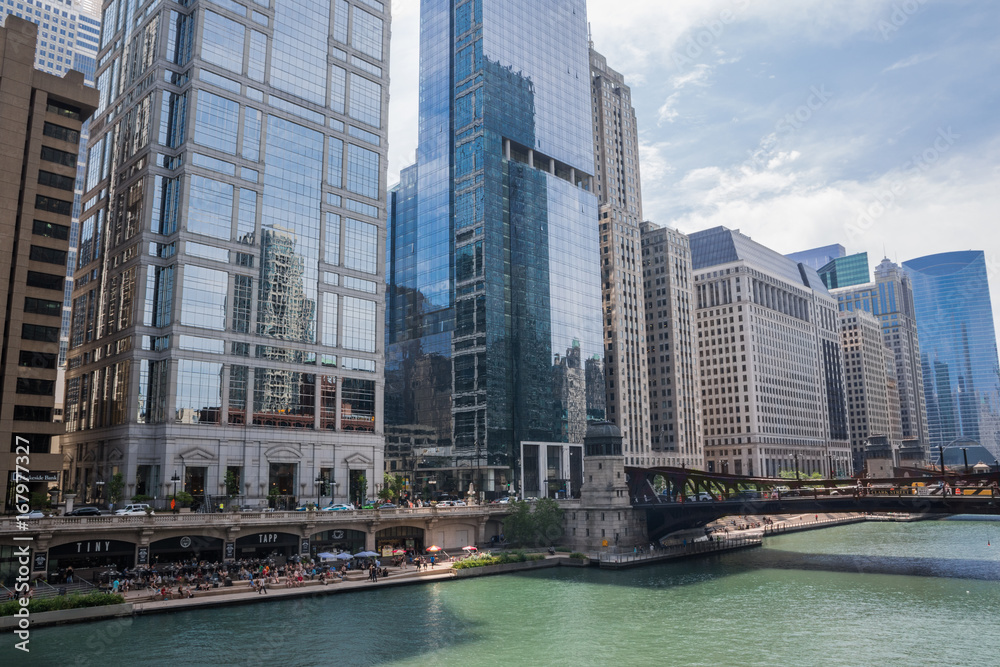 Fototapeta premium Waterfront, Riverwalk, Chicago