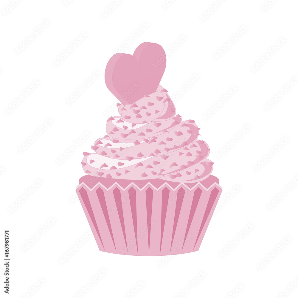 Vector cupcakes and muffins icon. Pink desserts with cream, chocolate, cherries and strawberries. Cute cupcake sign for flyers, postcards, stickers, prints, posters, decorations. Vector cupcakes and muffins icon. Pink desserts with cream, chocolate, cherries and strawberries. Cute cupcake sign for flyers, postcards, stickers, prints, posters, decorations.